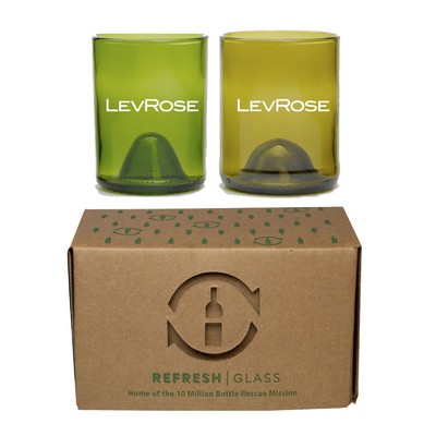 12oz Refresh Glass 2 Pack of glasses made from rescued wine bottles